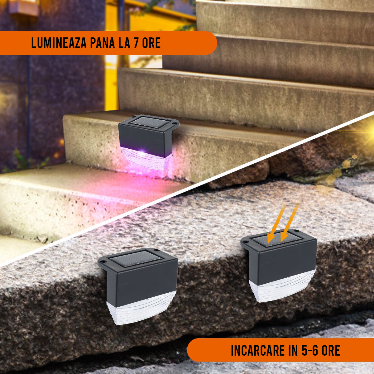 Lampa solara, lumina LED, 4 culori, acumulator, Naimeed D4350, set 2 bucati