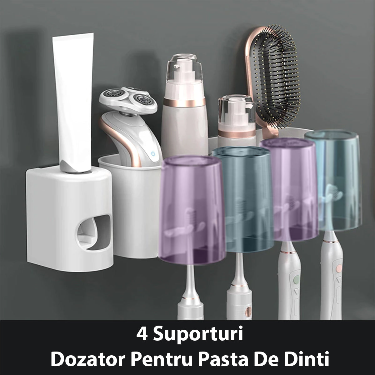 Suport periute de dinti si dozator pasta de dinti, D4365