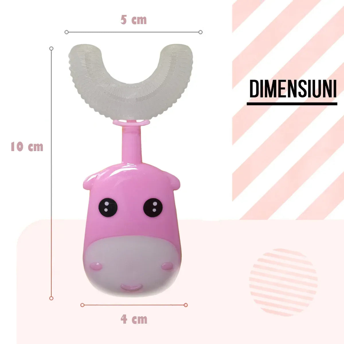 Periuta de Dinti Circulara U-shape, pentru Copii 3-6 ani, Naimeed D4366, Roz - 221.ro