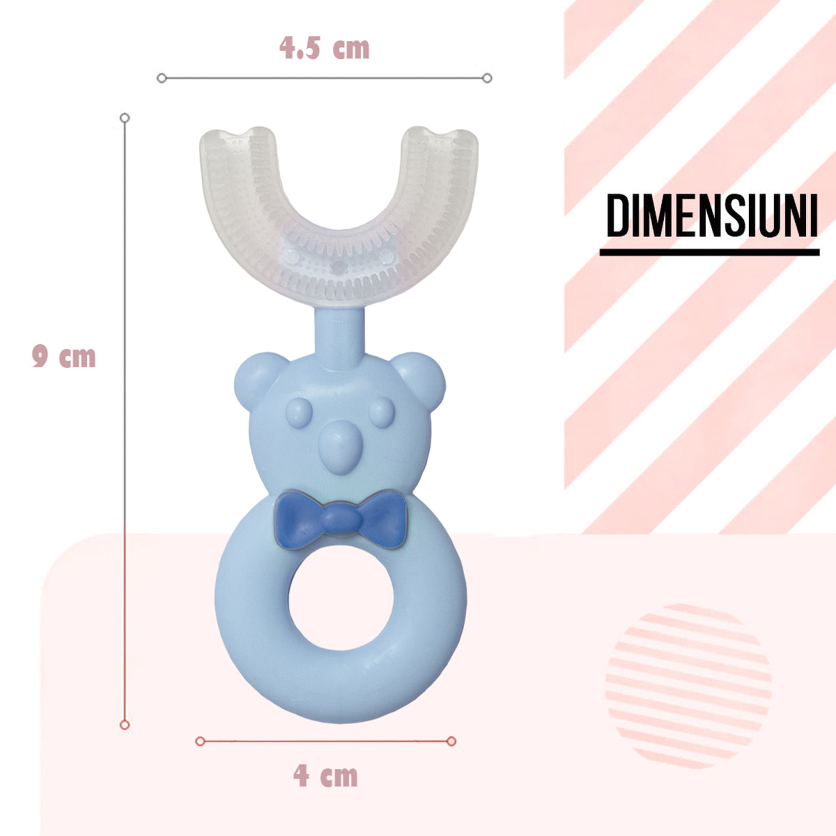 Periuta de Dinti Circulara U-shape, pentru Copii 6-12 ani, Naimeed D4368, Albastru