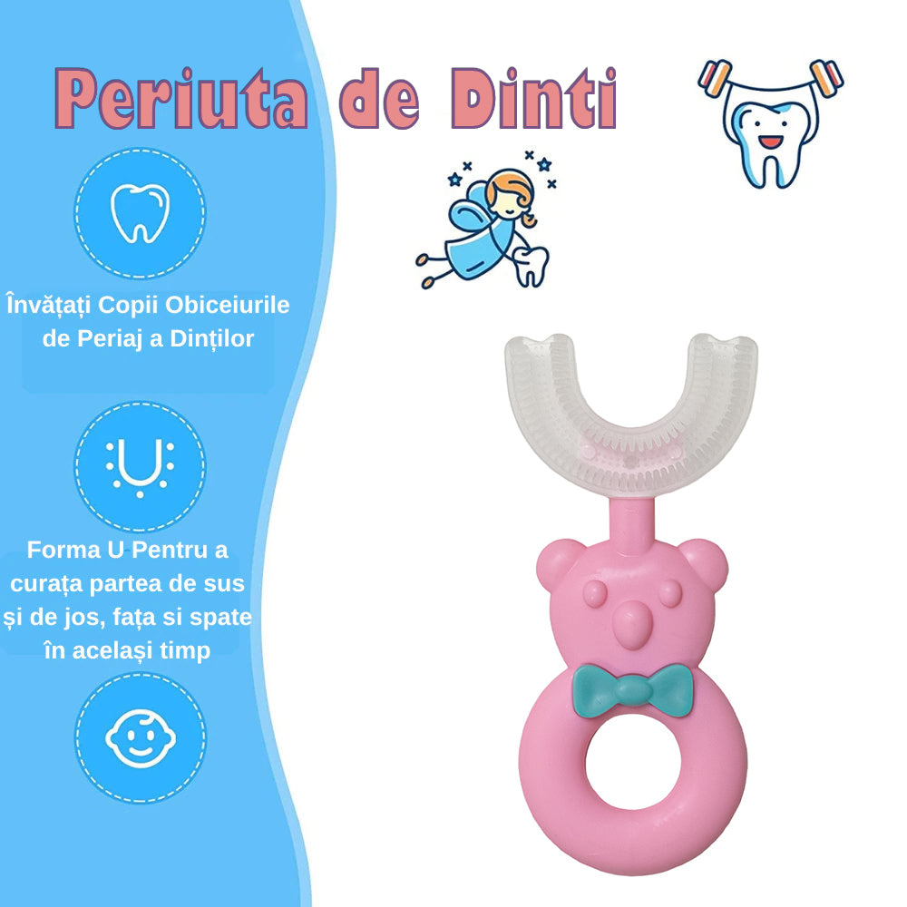 Set 2 Periute de Dinti, U-shape, pentru Copii 2-6 ani, Naimeed D4367, Roz