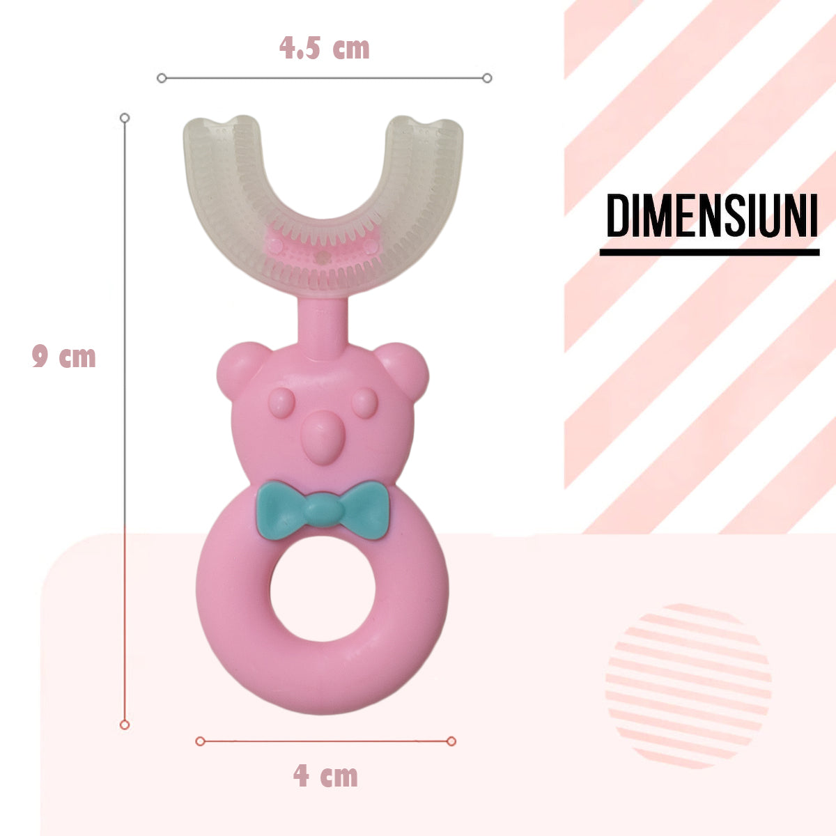 Periuta de Dinti Circulara U-shape, pentru Copii 2-6 ani, Naimeed D4367, Roz - 221.ro