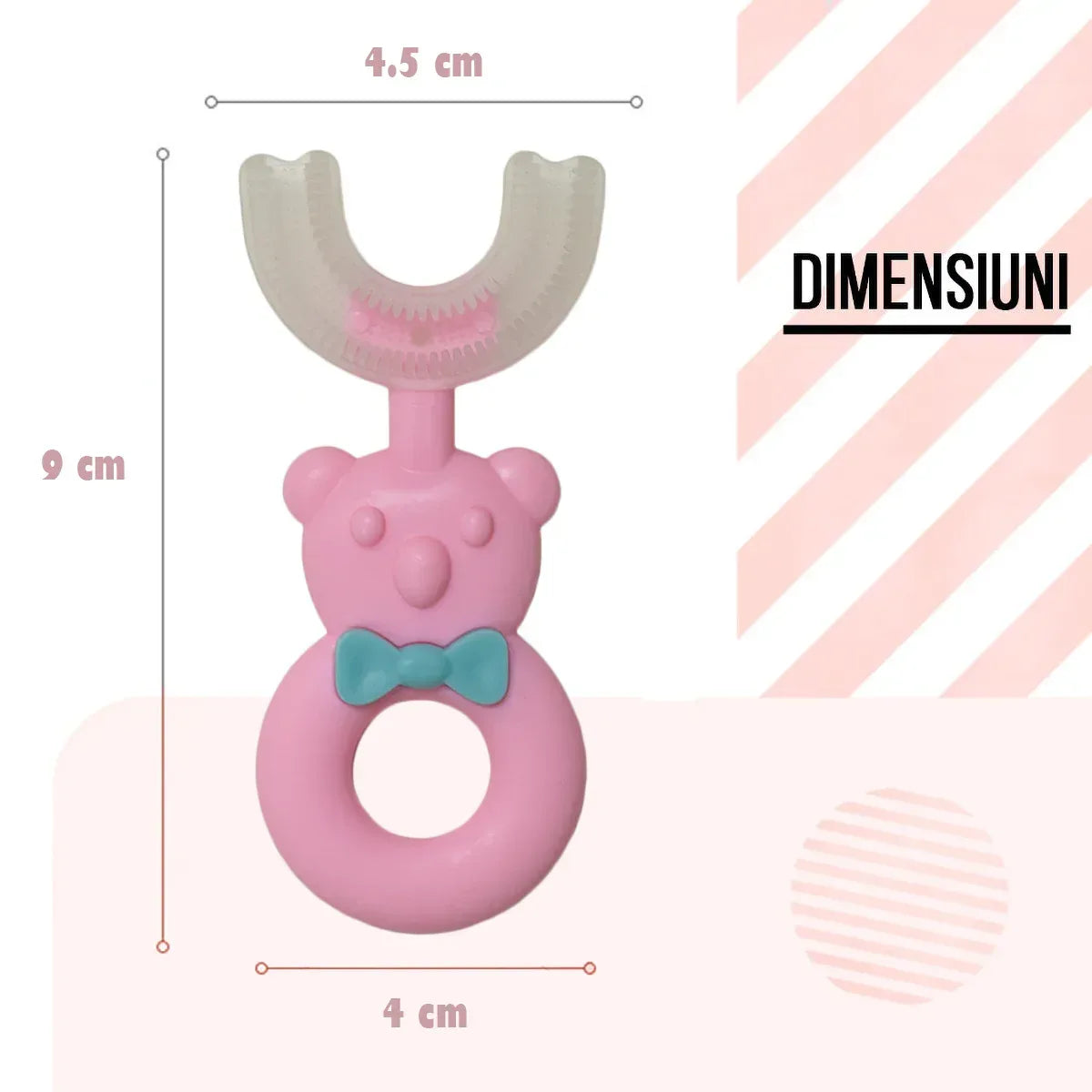 Set 2 Periute de Dinti, U-shape, pentru Copii 2-6 ani, Naimeed D4367, Roz - 221.ro