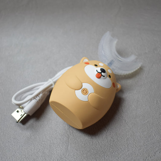 Periuta de dinti electrica U-shape, 5 programe, pentru Copii 3-12 ani, Naimeed D4370, acumulator, incarcare USB, Crem