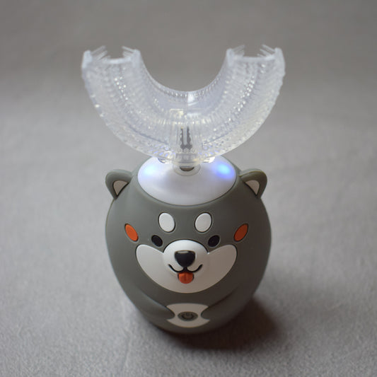 Periuta de dinti electrica U-shape, 5 programe, pentru Copii 3-12 ani, Naimeed D4370, acumulator, incarcare USB, Gri