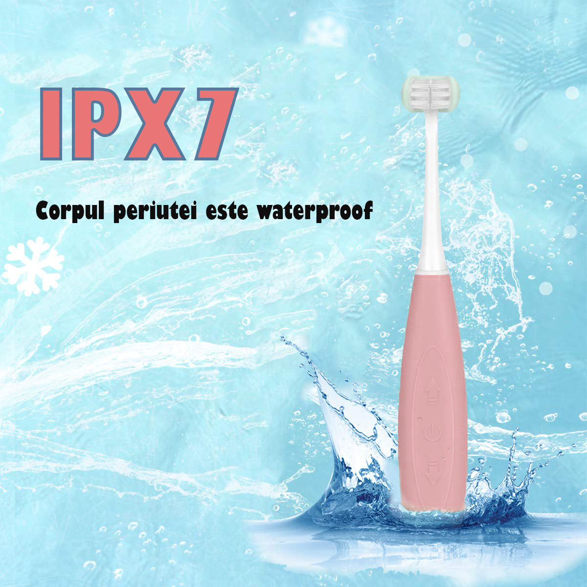 Periuta de dinti electrica U-shape, Sonica, 5 programe, 6-14 ani, Naimeed D4373, acumulator, incarcare USB, Roz