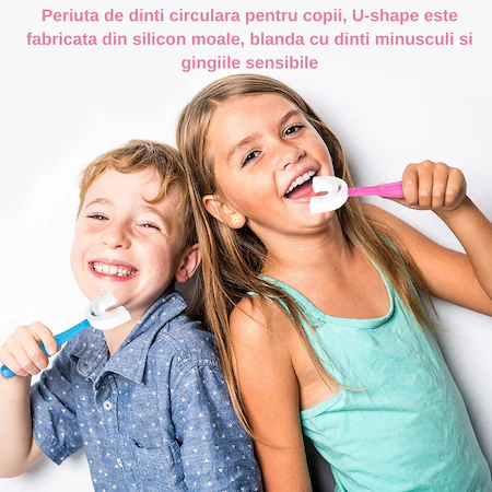 Periuta de Dinti Circulara U-shape, pentru Copiii de 6-12 ani, Albastru