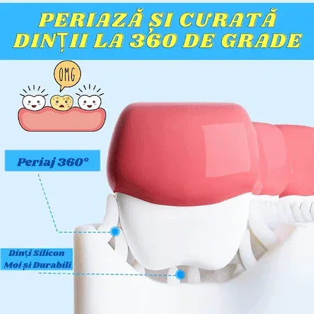 Pachet periute de dinti in forma de U pentru copii, design pentru curatarea dintilor la 360°, varsta intre 6-12 ani, D4376, Albastru - 221.ro