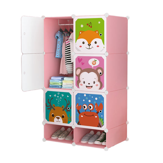 Dulap Modular Copii, 7 Compartimente, D4386, Roz