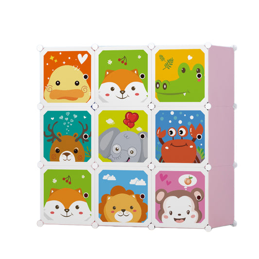 Dulap Modular Copii, 9 Usi, D4388, Roz