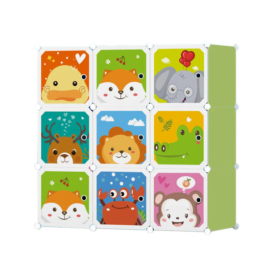 Dulap Modular Copii, 9 Usi, D4390, Verde - 221.ro