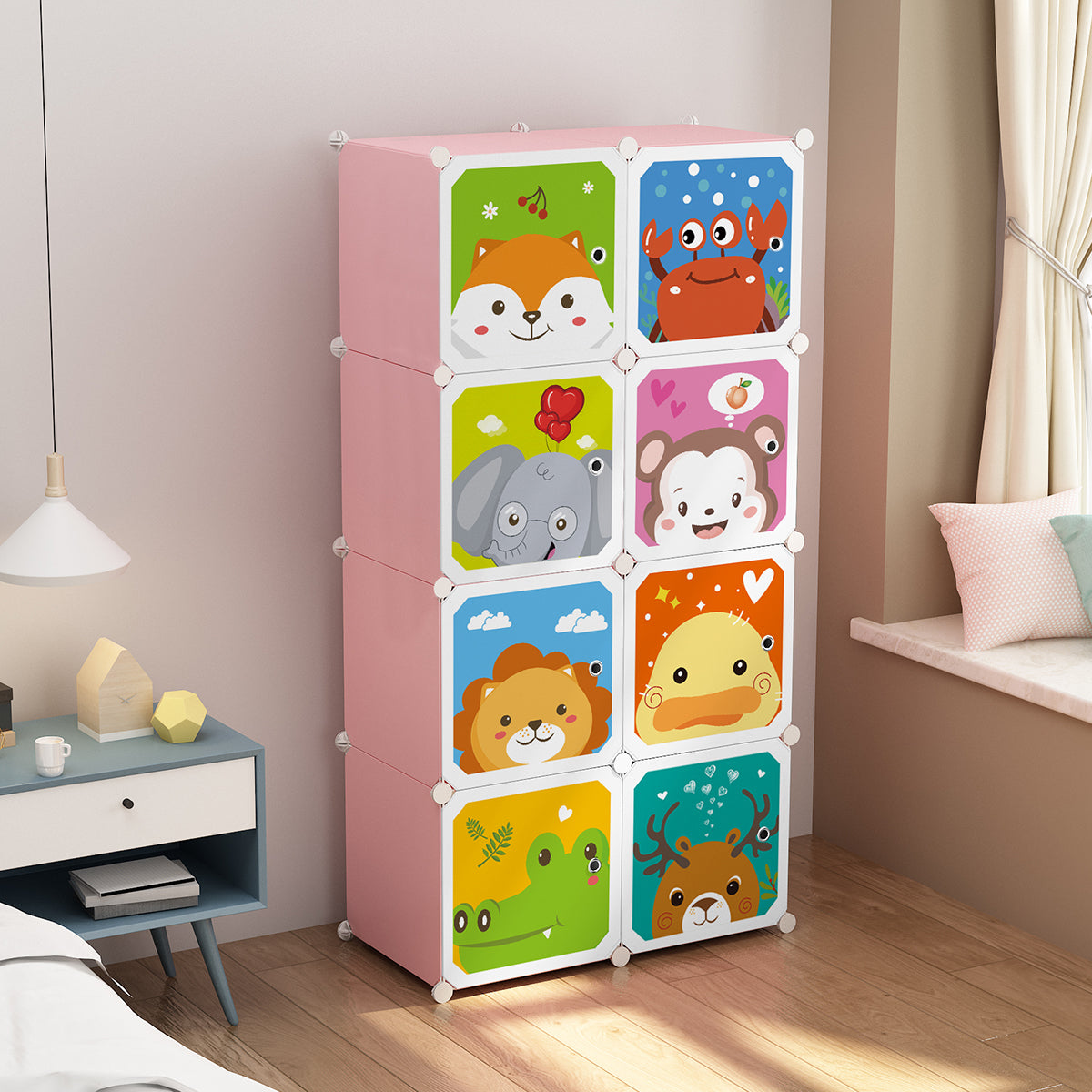 Dulap Modular Copii, 8 Usi, D4392, Roz
