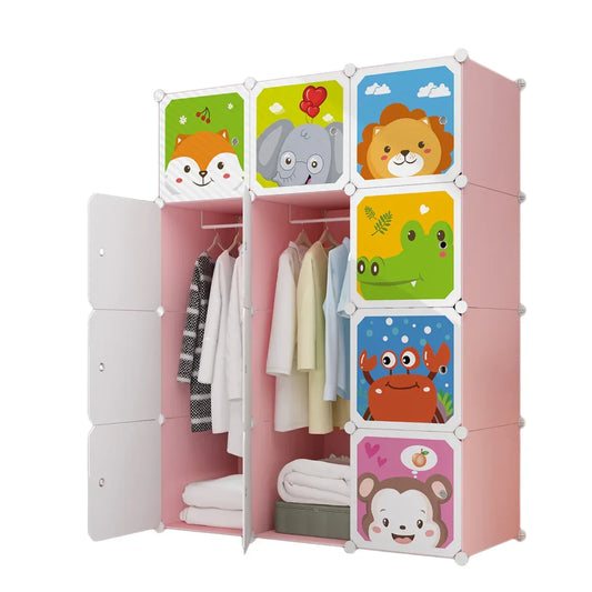Dulap Modular Copii, 12 Usi, D4395, Roz - 221.ro
