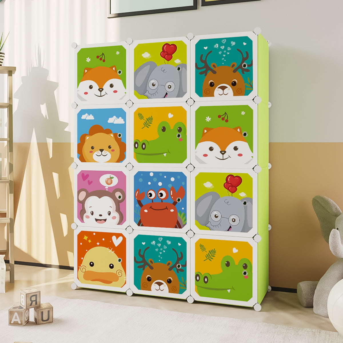 Dulap Modular Copii, 12 Usi, D4400, Verde