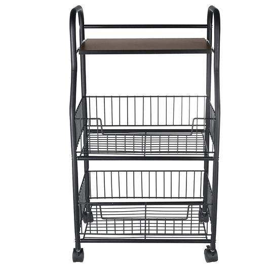 Raft metalic mobil, multifunctional, 3 polite, Naimeed D4401, Negru