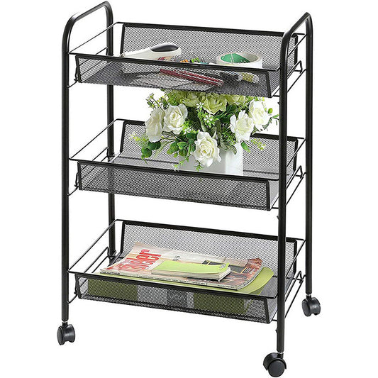 Raft metalic mobil, multifunctional, 3 polite, Naimeed D4402, Negru