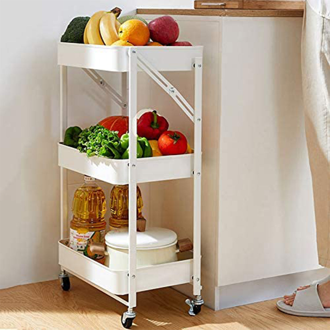 Raft metalic mobil, multifunctional, 3 polite, Naimeed D4403, Alb