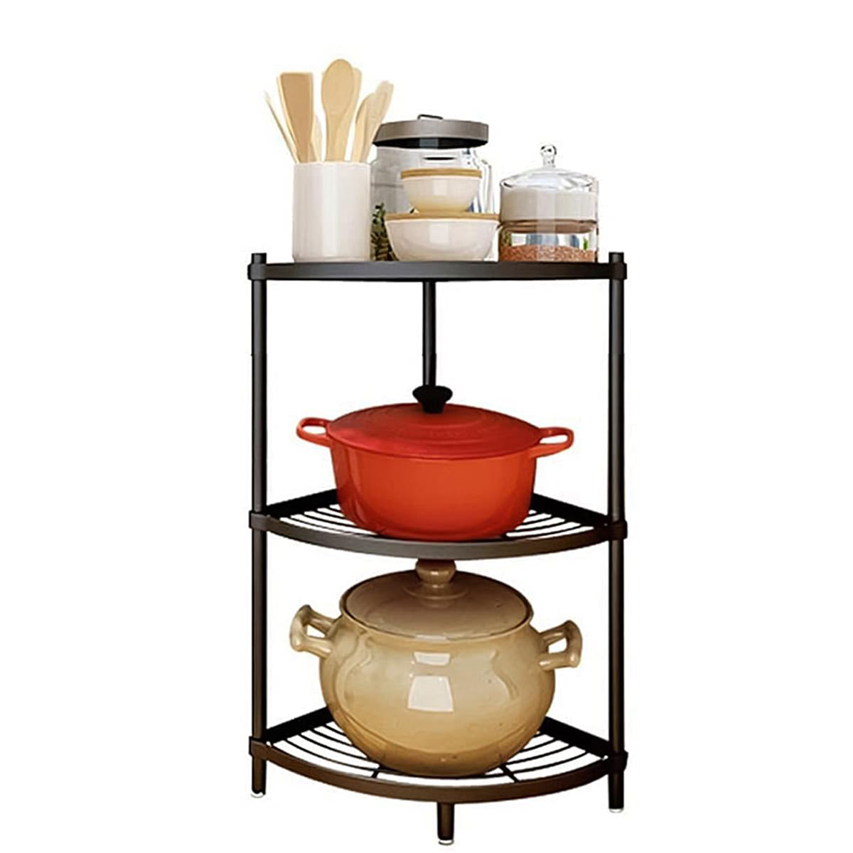 Raft metalic, multifunctional, 3 polite, Naimeed D4407, Negru