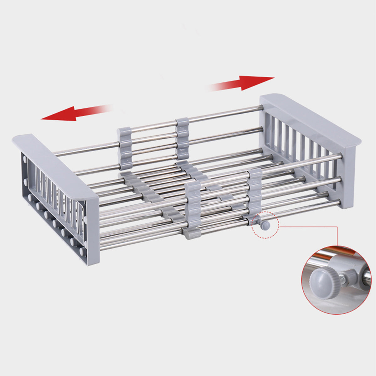 Suport extensibil pentru spalat vase si alimente, Naimeed D4415, Gri/Inox