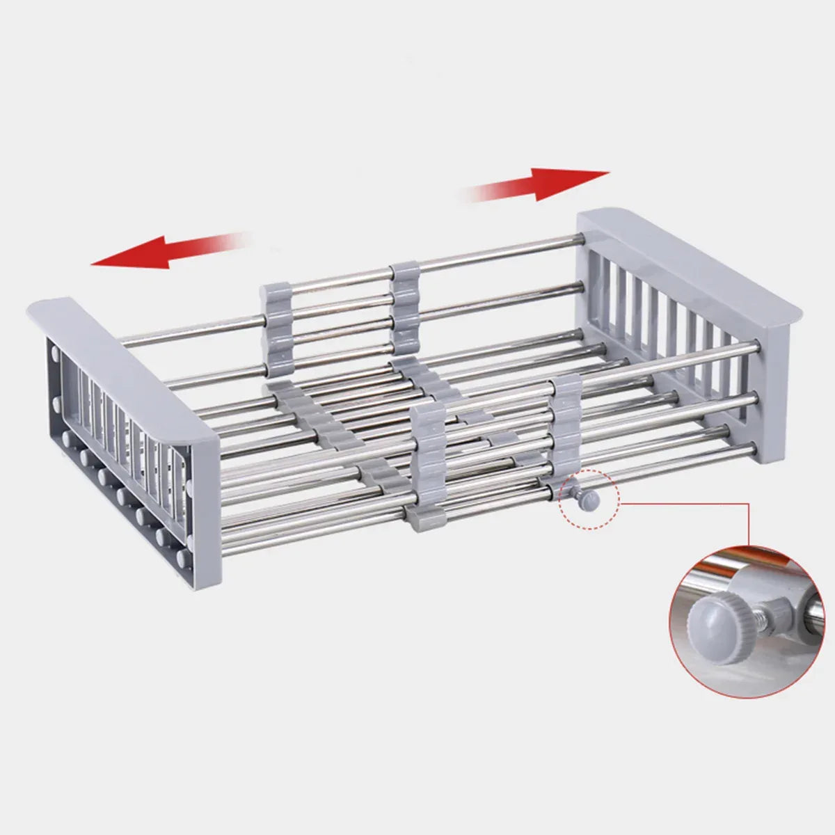 Suport extensibil pentru spalat vase si alimente, Naimeed D4415, Gri/Inox - 221.ro