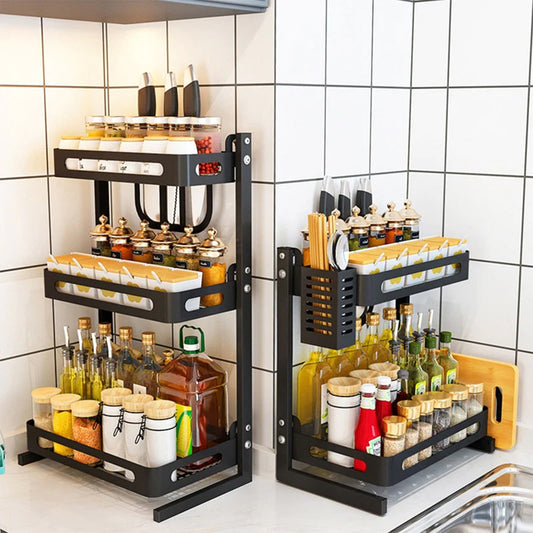 Raft metalic, multifunctional, 2 polite, Naimeed D4428, Negru