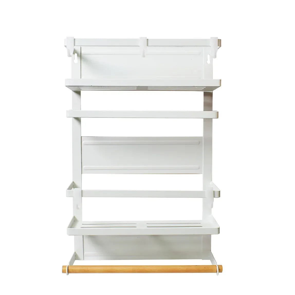 Raft metalic, multifunctional, prindere magnetica, 2 polite, suport rola si prosop, Naimeed D4437, Alb - 221.ro