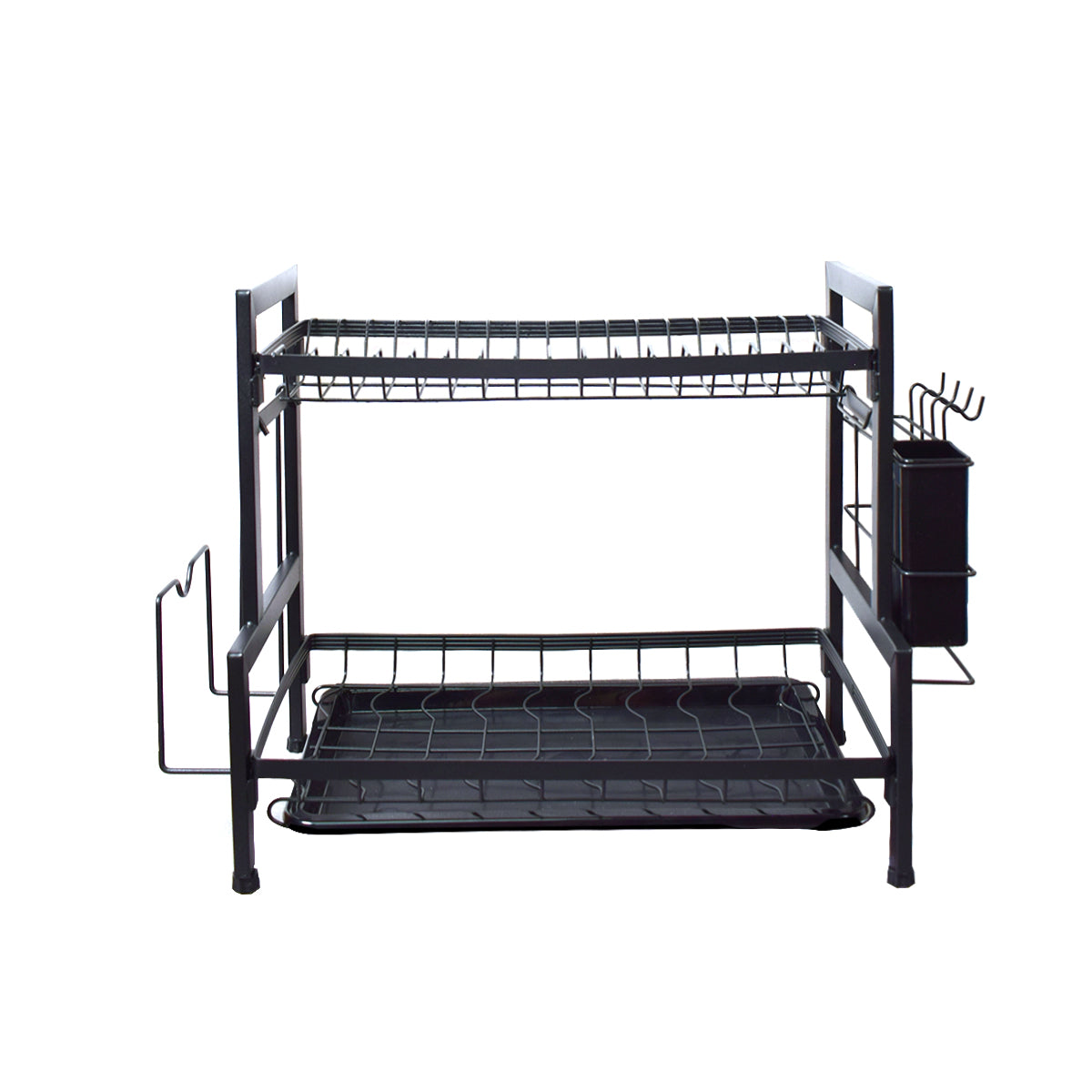 Raft metalic pentru vase si tacamuri, 2 polite, Naimeed D4465, Negru