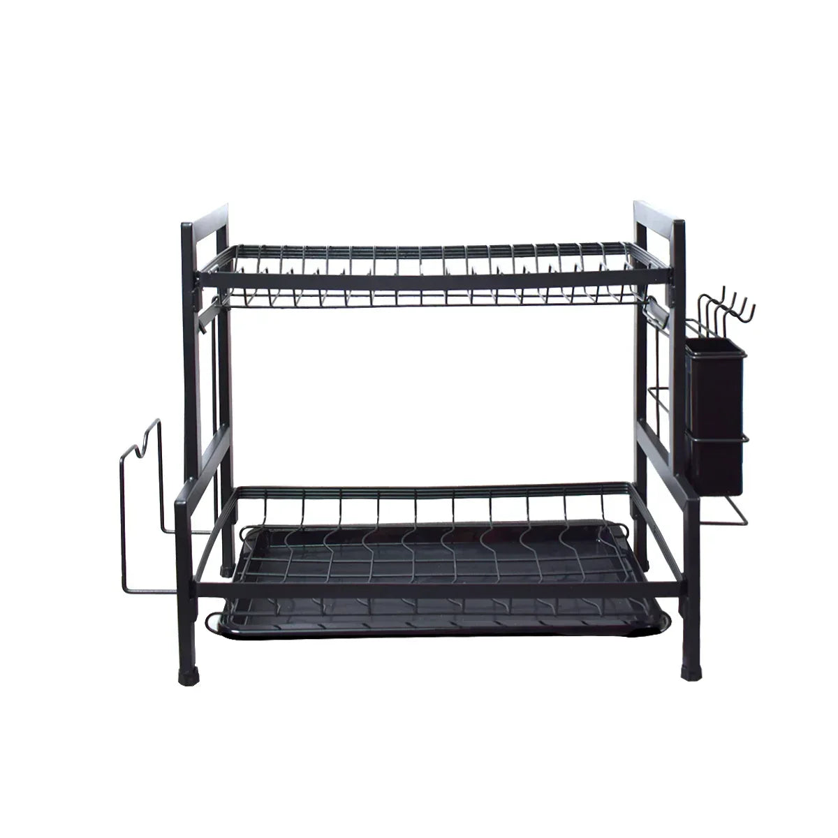 Raft metalic pentru vase si tacamuri, 2 polite, Naimeed D4465, Negru - 221.ro