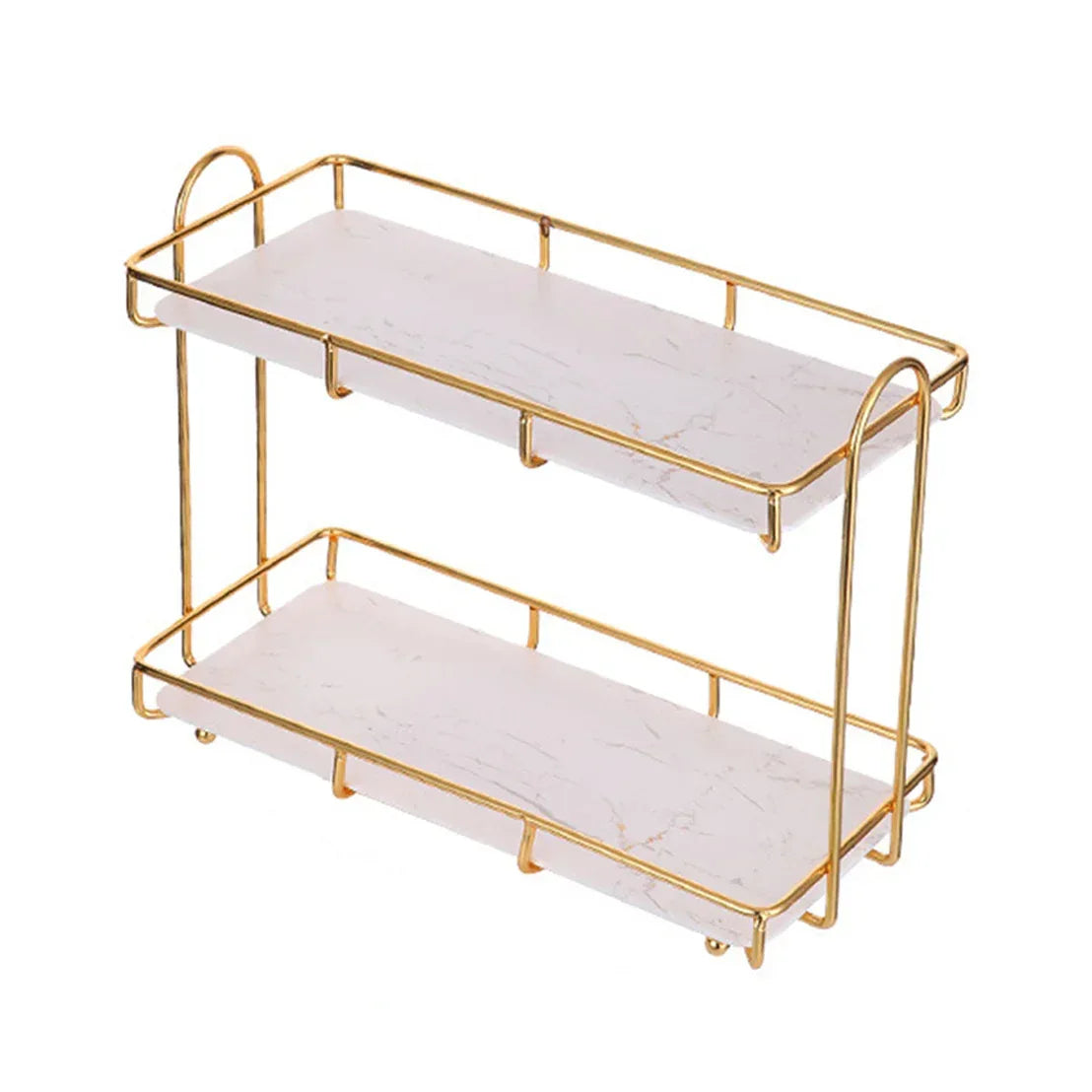Raft metalic multifunctional, 2 polite, Naimeed D4477, Alb/Auriu, S - 221.ro