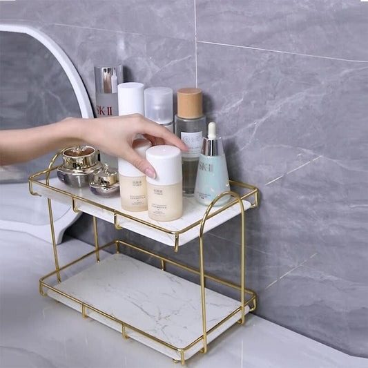 Raft metalic multifunctional, 2 polite, Naimeed D4477, Alb/Auriu, S