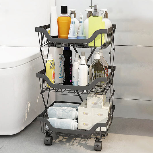 Raft metalic mobil, extensibil, 3 cosuri, Naimeed D4483, Negru