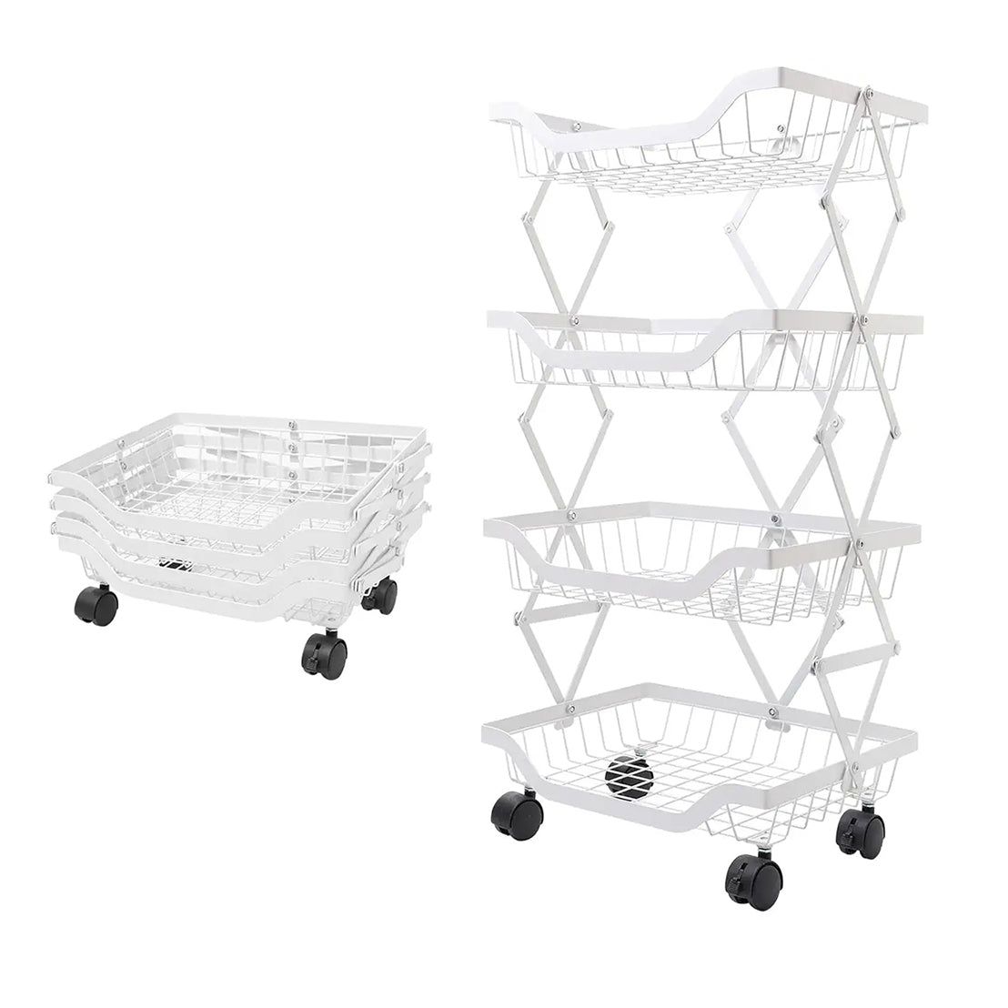 Raft metalic mobil, extensibil, 4 cosuri, Naimeed D4484, Alb