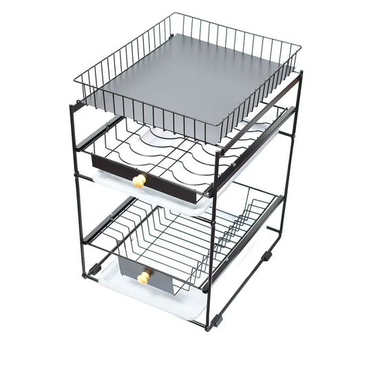 Raft metalic pentru vase si tacamuri, 3 polite, Naimeed D4497, Negru - 221.ro