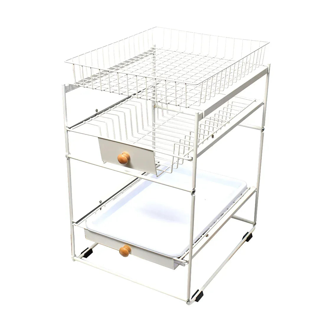 Raft metalic pentru vase si tacamuri, 3 polite, Naimeed D4498, Alb - 221.ro