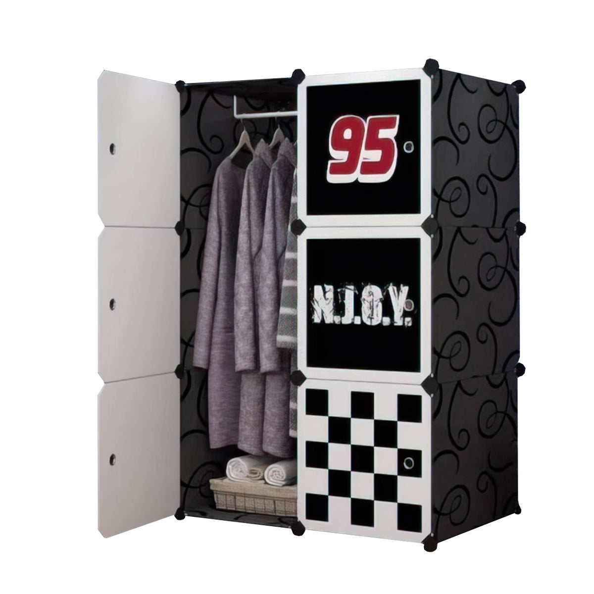 Dulap Modular Copii, 6 Usi, Naimeed D4539, Negru