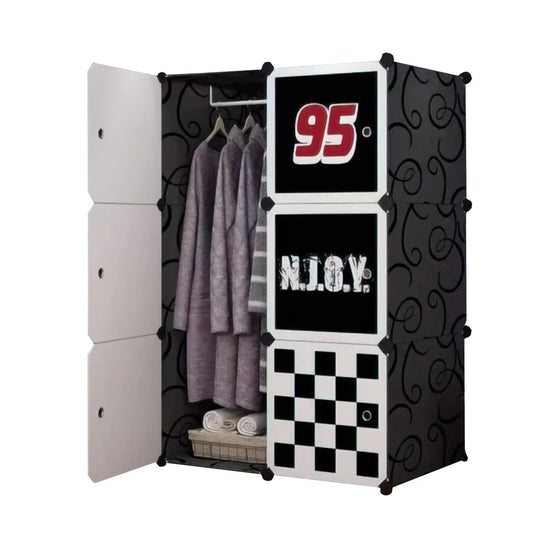 Dulap Modular Copii, 6 Usi, Naimeed D4539, Negru - 221.ro