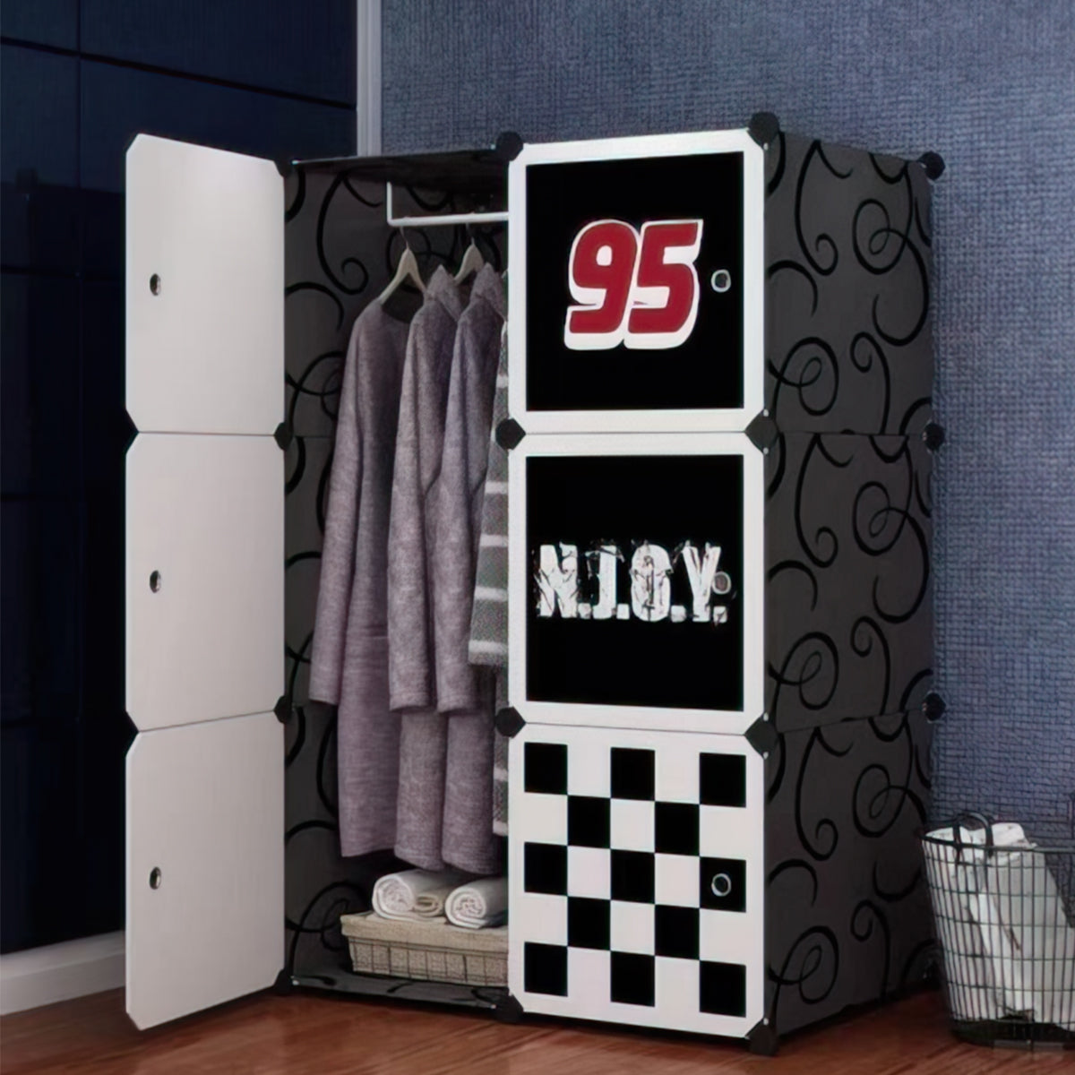 Dulap Modular Copii, 6 Usi, Naimeed D4539, Negru