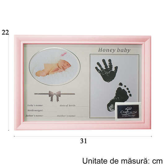 Rama foto cu amprenta, personalizabila, Naimeed D4570P, Roz