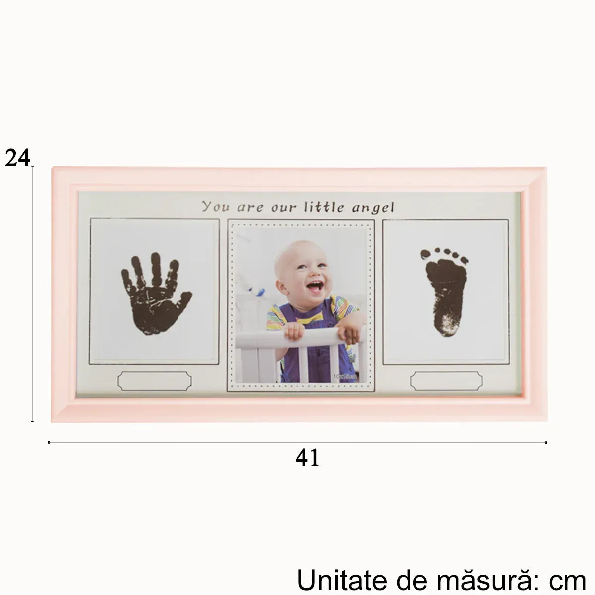 Rama foto cu amprenta, personalizabila, Naimeed D4571P, Roz - 221.ro
