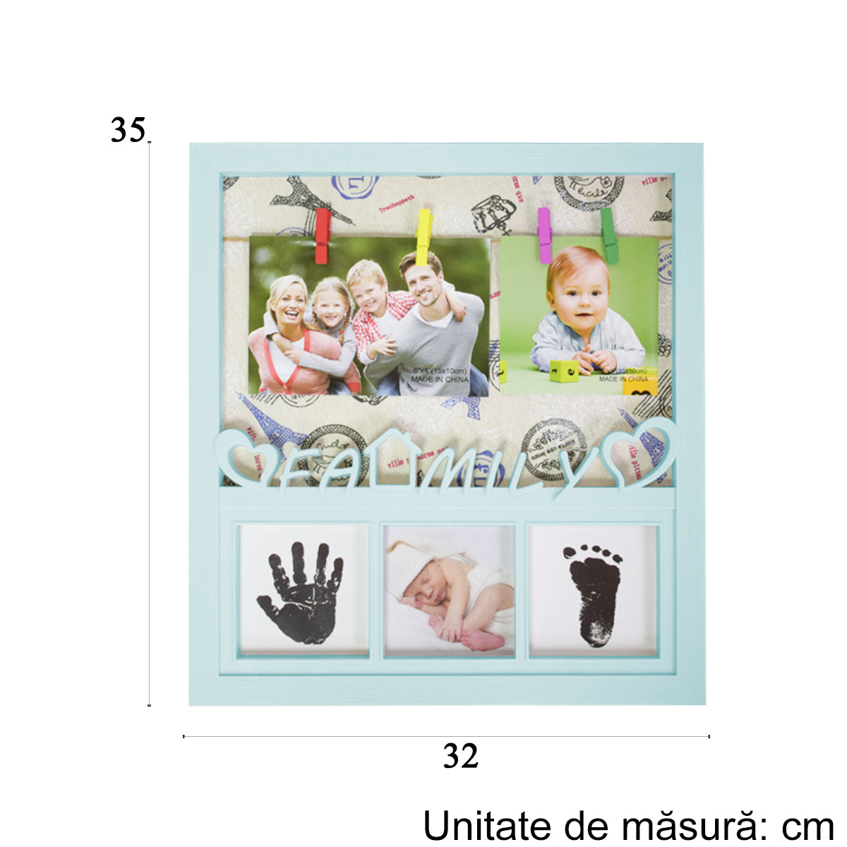 Rama foto cu amprenta, personalizabila, Naimeed D4572B, Albastru