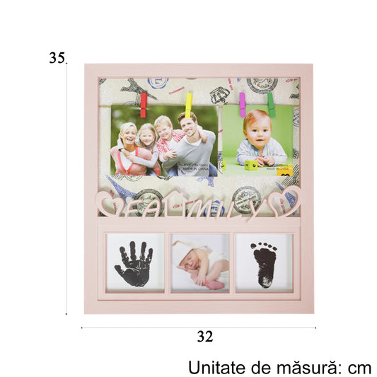Rama foto cu amprenta, personalizabila, Naimeed D4572P, Roz