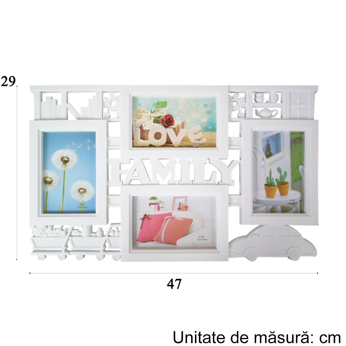 Rama foto, 4 poze, Naimeed D4579W, Alb