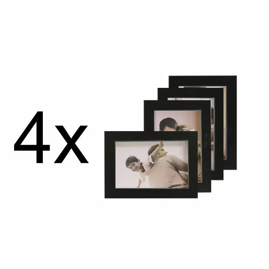 Set 4 rame foto, Naimeed D4597N, 2 polite si 3 ornamente, Negru - 221.ro