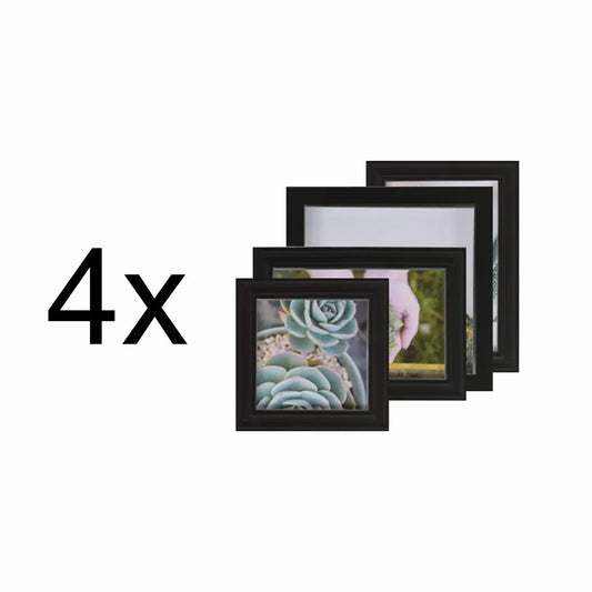 Set 4 rame foto, Naimeed D4599N, 1 polita si 1 ornament, Negru - 221.ro
