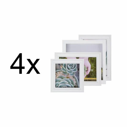 Set 4 rame foto, Naimeed D4599W, 1 polita si 1 ornament, Alb - 221.ro