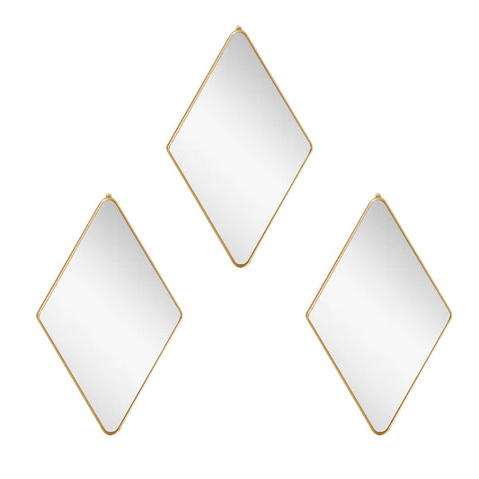 Set 3 Oglinzi Decorative, Naimeed D4607G, Auriu, 17x1x28 cm