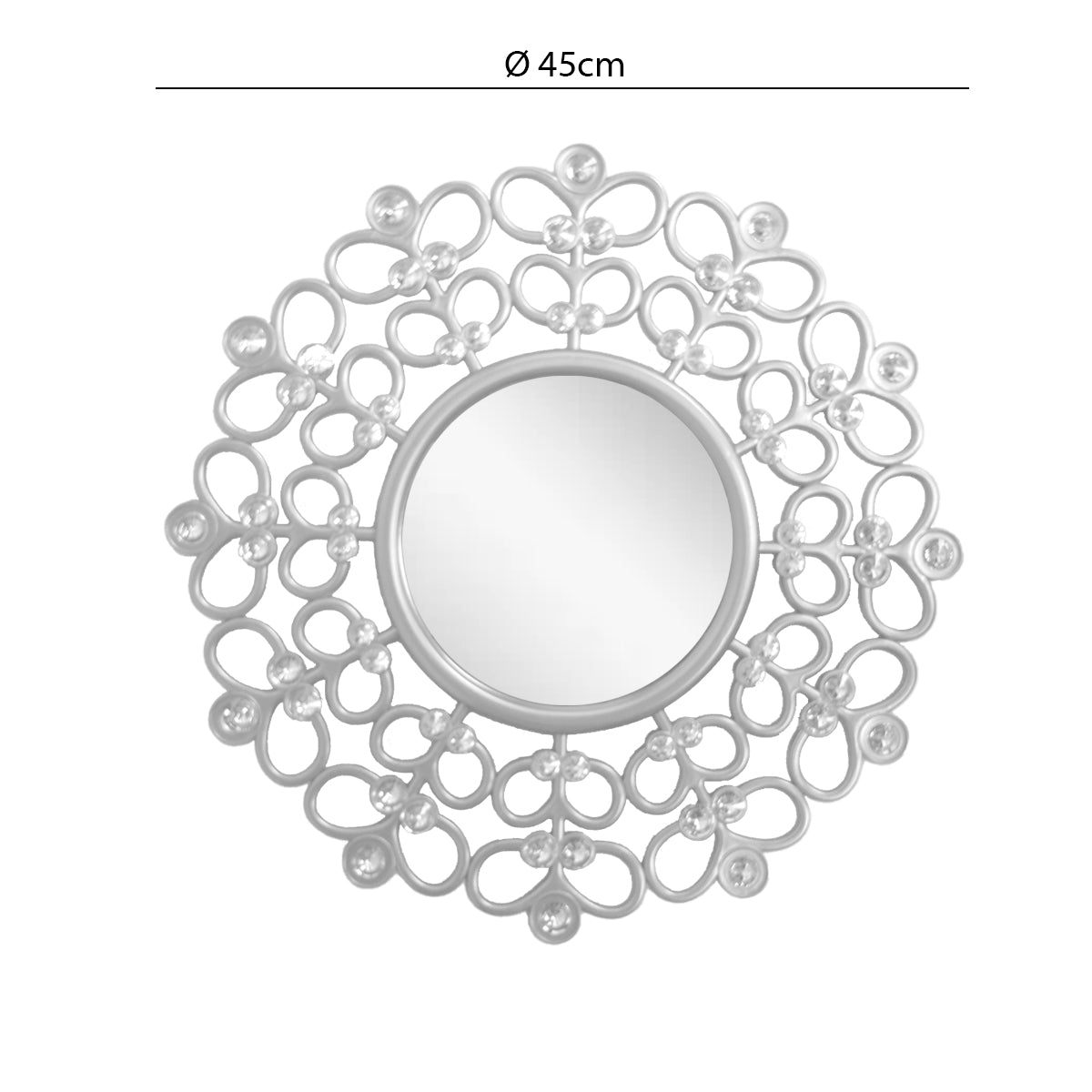Oglinda Decorativa de Perete, Naimeed D4612S, Argintiu, ⌀45x1 cm