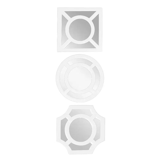 Set 3 Oglinzi Decorative de Perete, Naimeed D4616W, Alb, 25x2.5x25 cm - 221.ro
