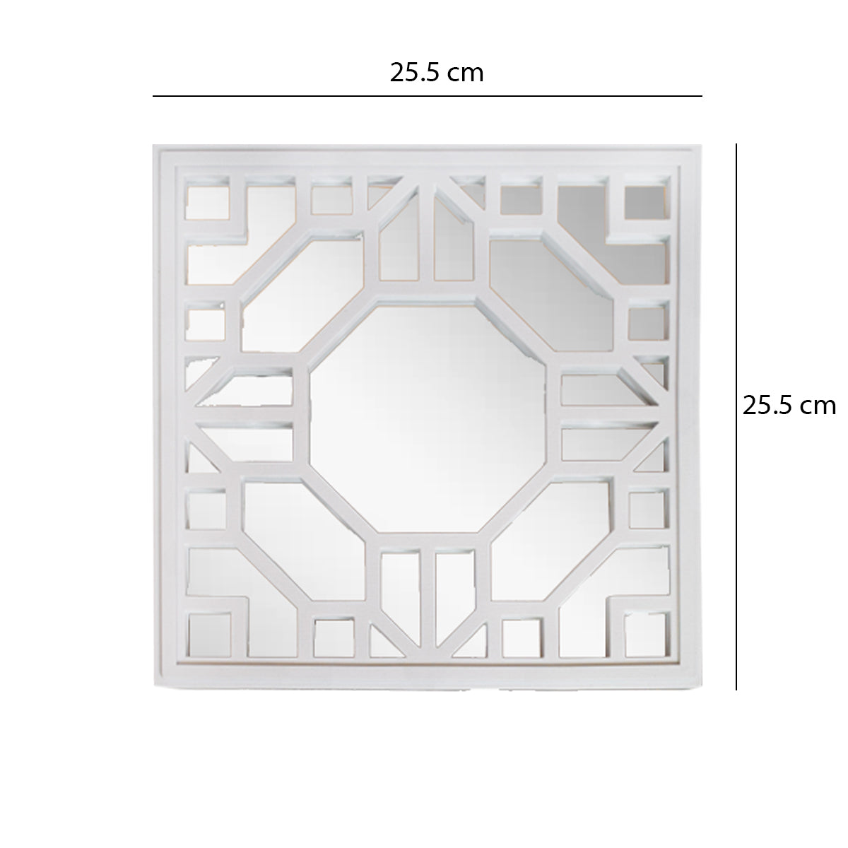 Set 3 Oglinzi Decorative de Perete, Naimeed D4617W, Alb, 25.5x2.5x25.5 cm