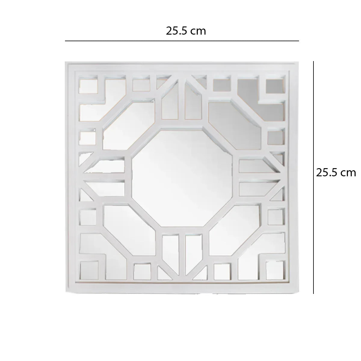 Set 3 Oglinzi Decorative de Perete, Naimeed D4617W, Alb, 25.5x2.5x25.5 cm - 221.ro